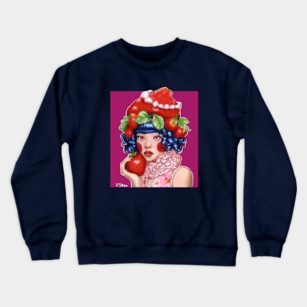 Strawberry Girl Crewneck Sweatshirt by The Art Of Kimberlee Shaw